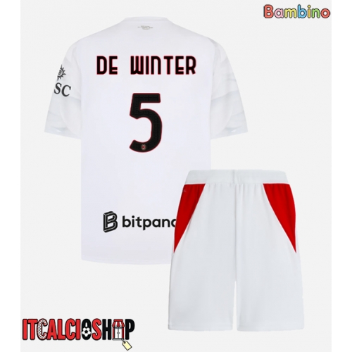 AC Milan Koni De Winter #5 Seconda Maglia Bambino 2026-27 Manica Corta (+ Pantaloni corti)